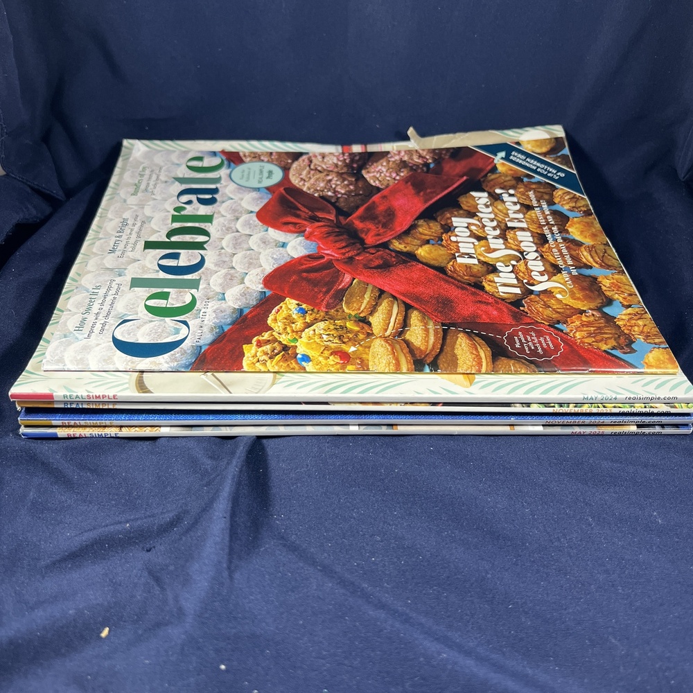 Lot of 5 - 4 Real Simple Magazines + 1 Celebrate Home and Holiday Recipes